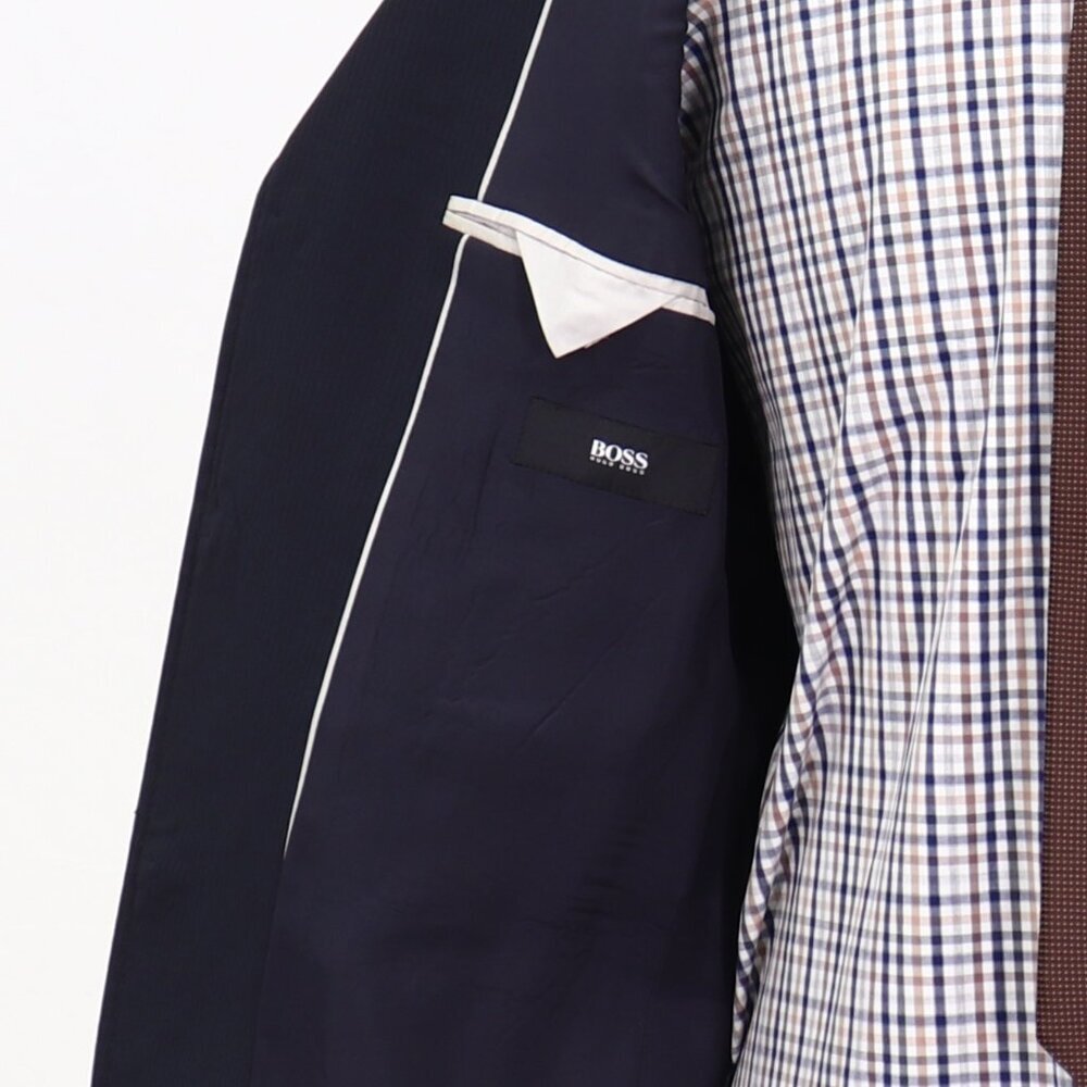 Hugo Boss 40R Navy Striped 3-Button Sport Coat Blazer Jacket G391 - Picture 9 of 11